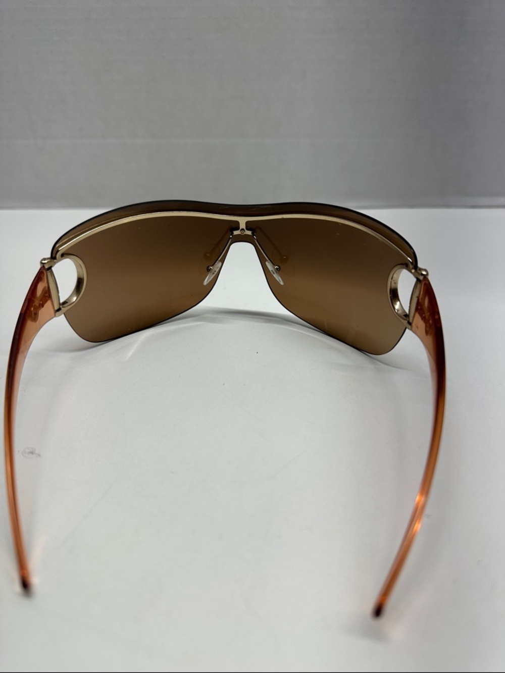Gucci Strass Horsebit Sunglasses‎ Shield Tinted Glasses Vintage Y2K 2000s Orange - Picture 6 of 11